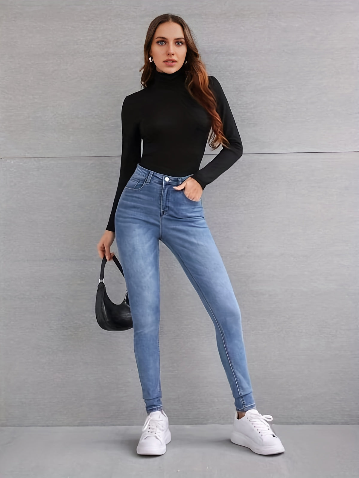 Damski cienki Golf z Długim Rękawem