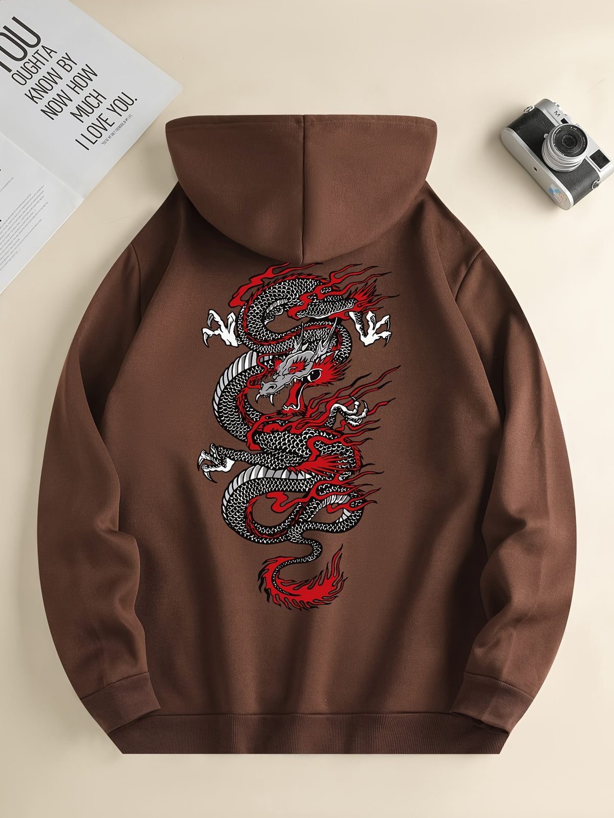 Męska Bluza z Kapturem - "Smok na Plecach"