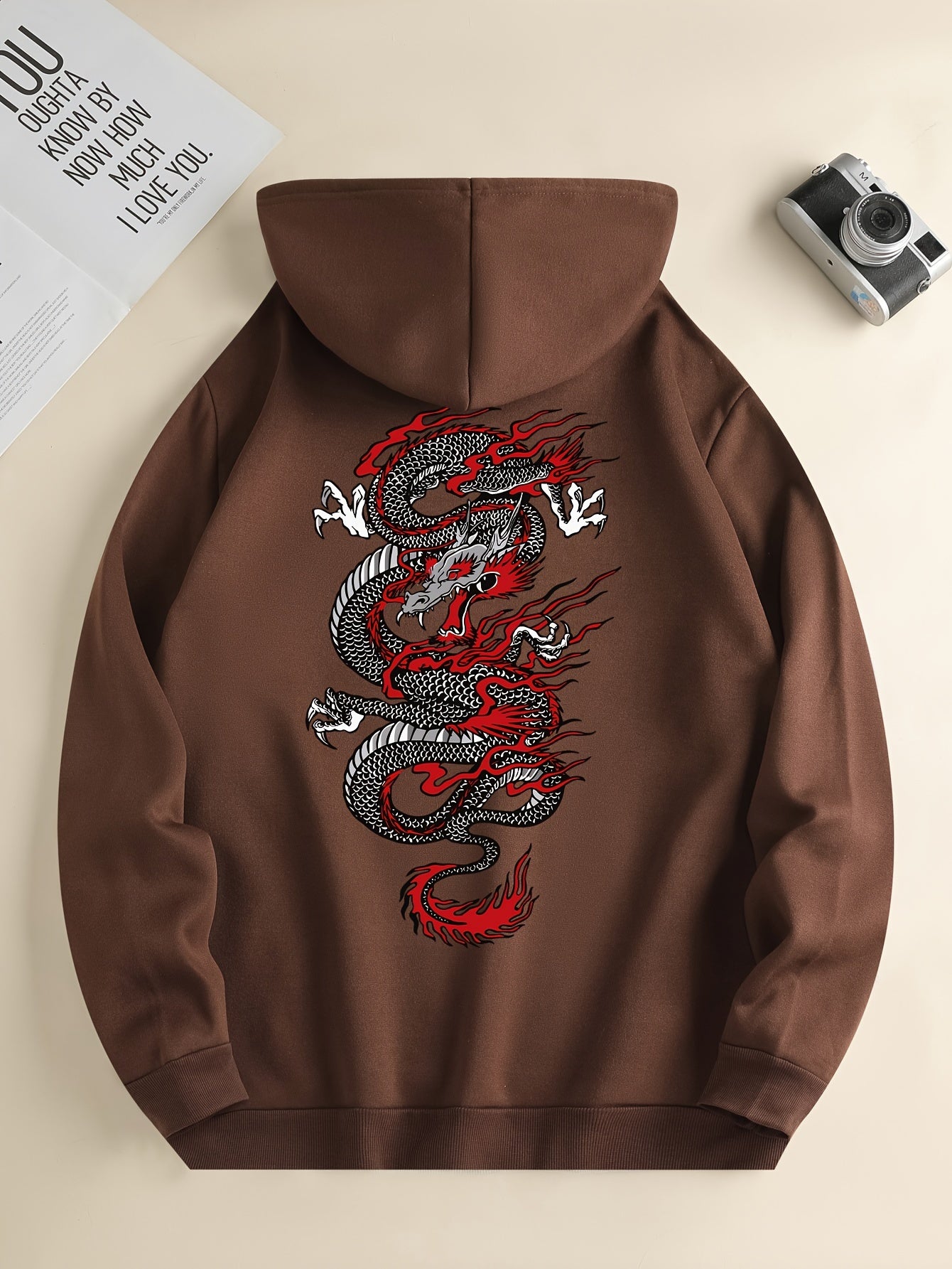 Męska Bluza z Kapturem - "Smok na Plecach"