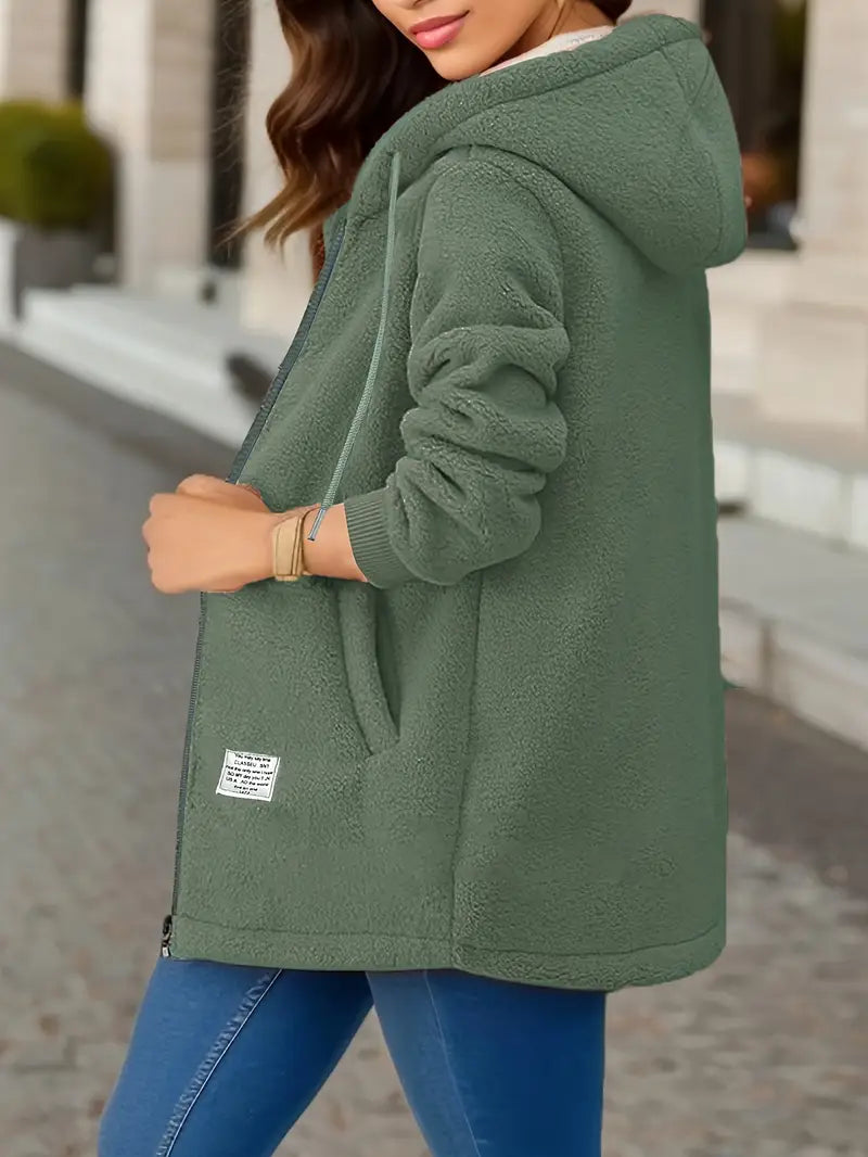 Damska kurtka z miękkiego polaru z kapturem