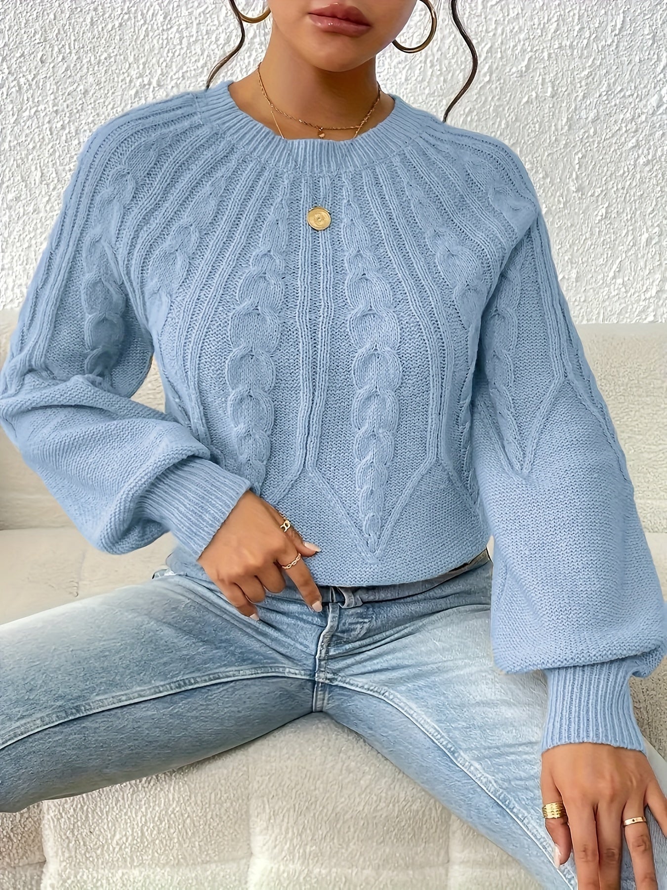 Damski Sweter z Warkoczowym Splotem