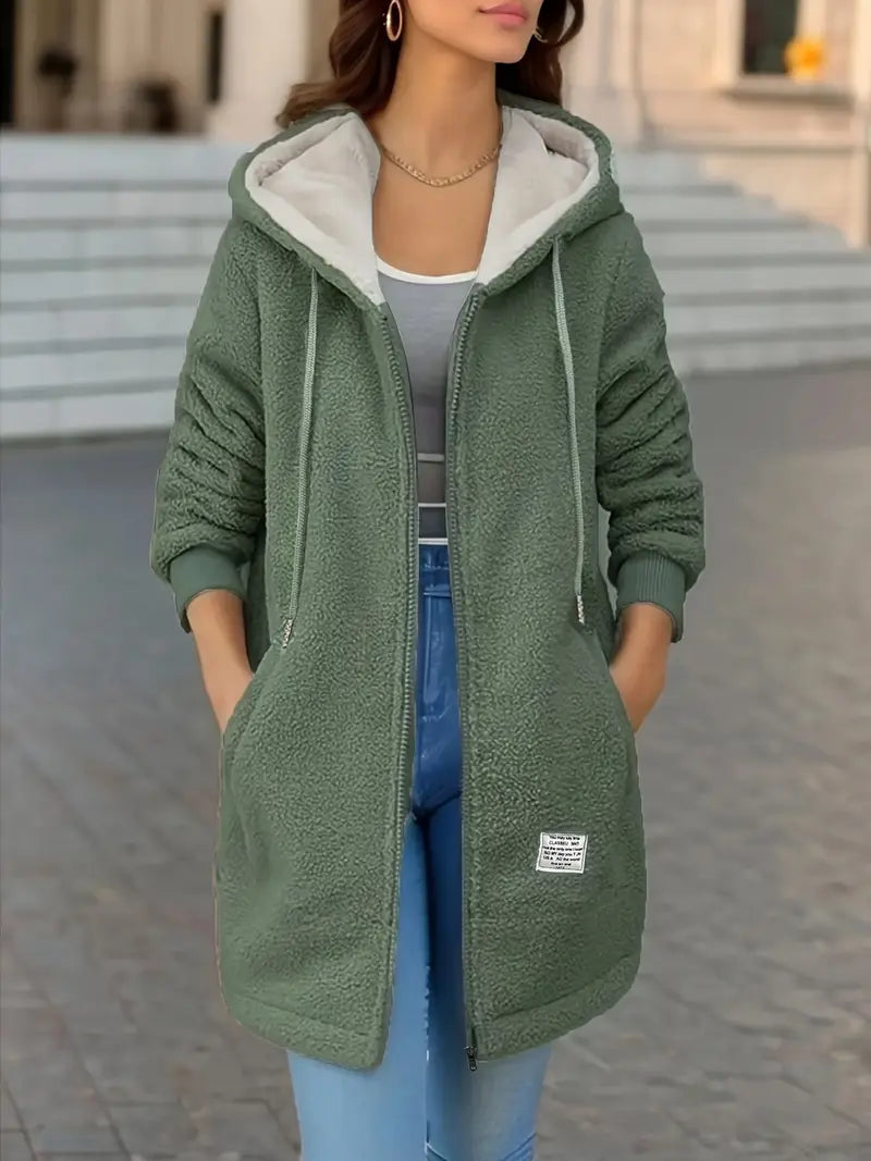 Damska kurtka z miękkiego polaru z kapturem