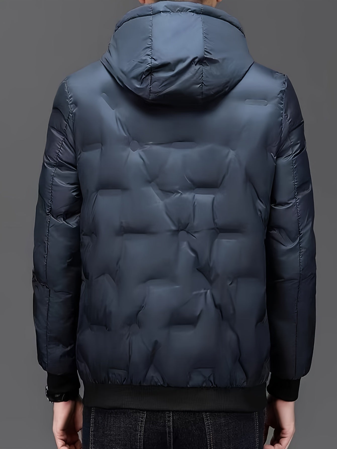 Męska pikowana puchowa kurtka zimowa z kapturem