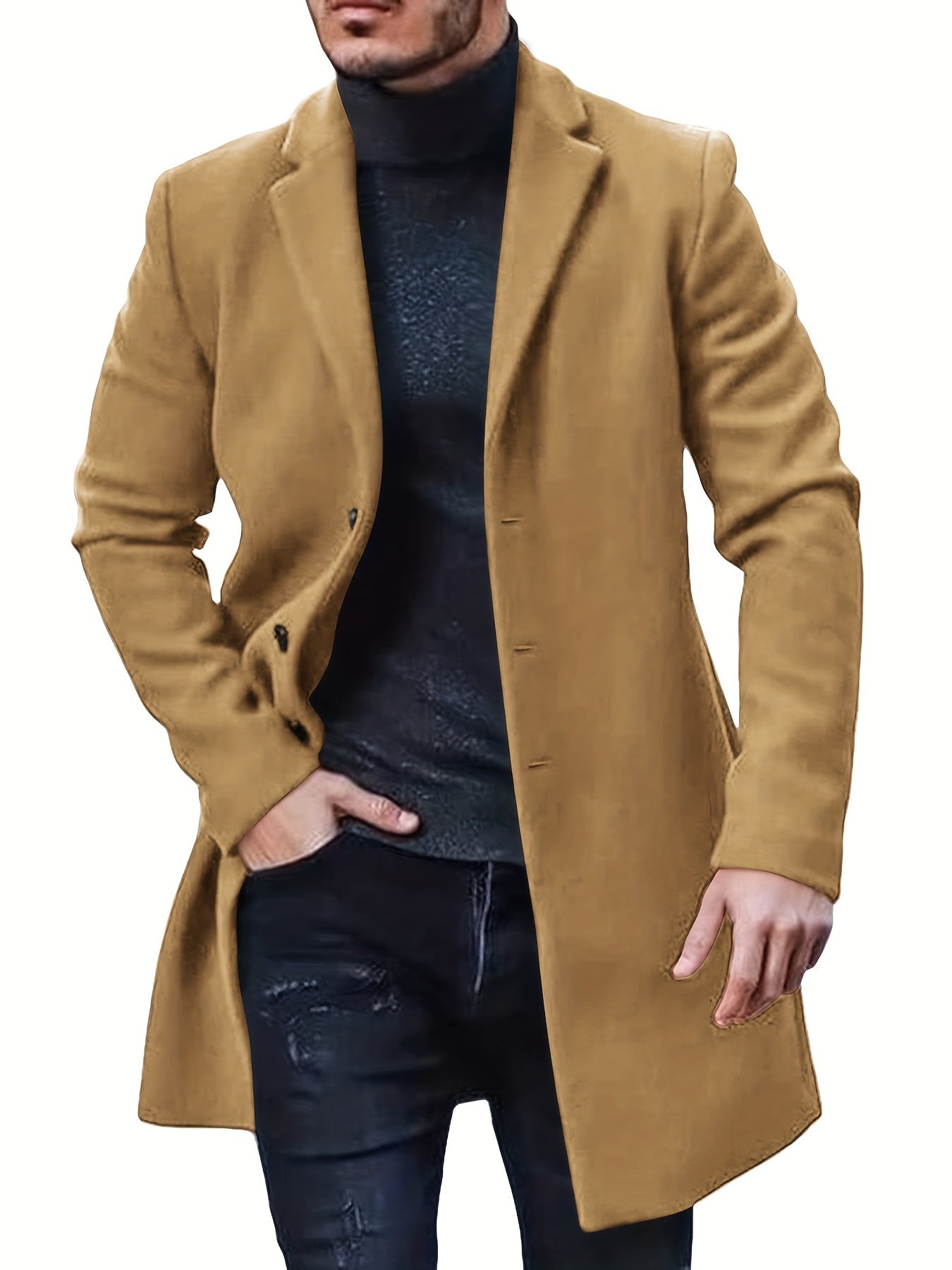 Męski elegancki płaszcz jednorzędowy