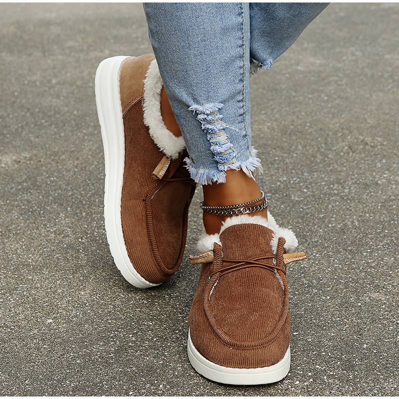 Damskie buty wsuwane ocieplane – lekkie mokasyny z futerkiem