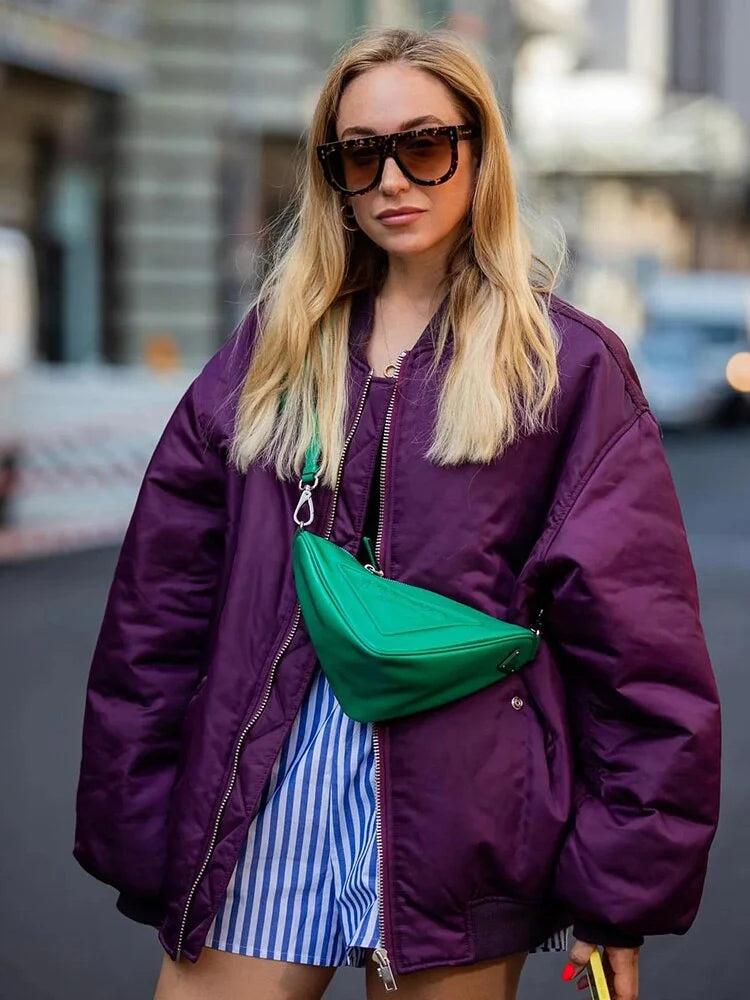 Damska kurtka bomber oversize – modna kurtka pikowana na jesień i zimę