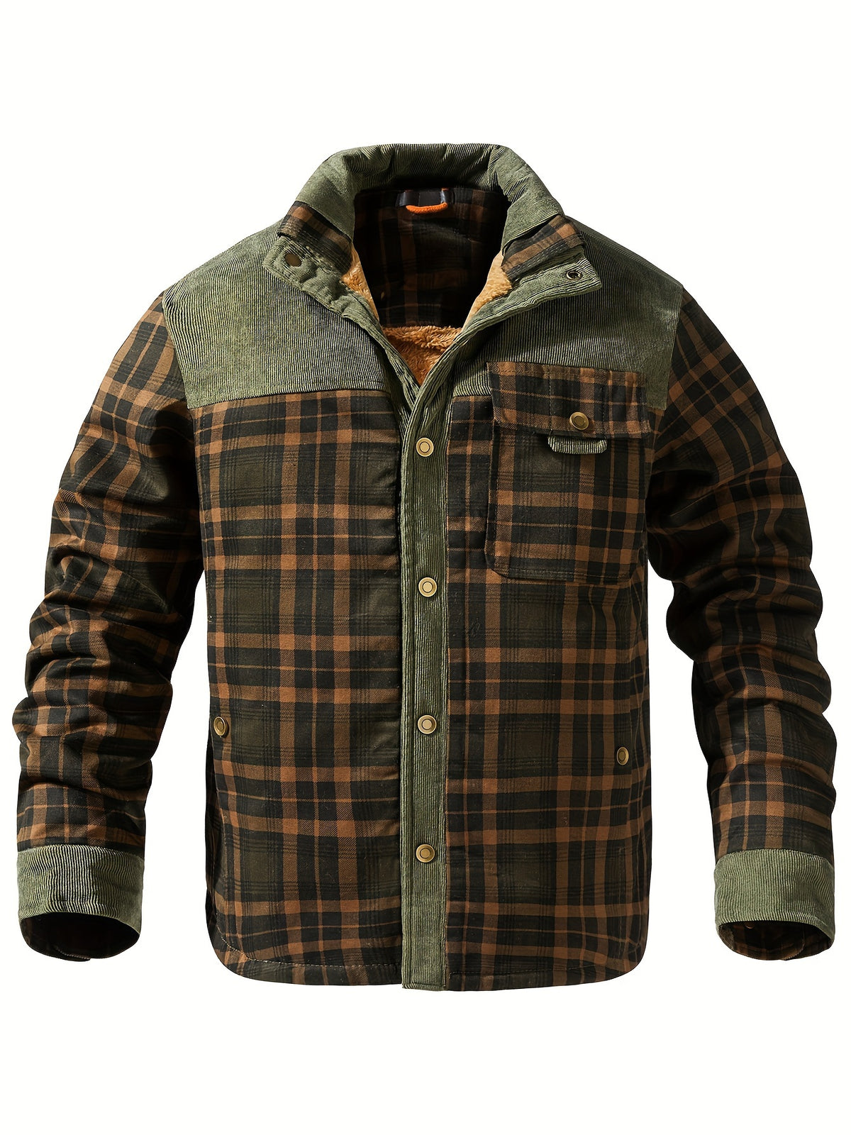 Męska ocieplana bluza koszulowa w kratę