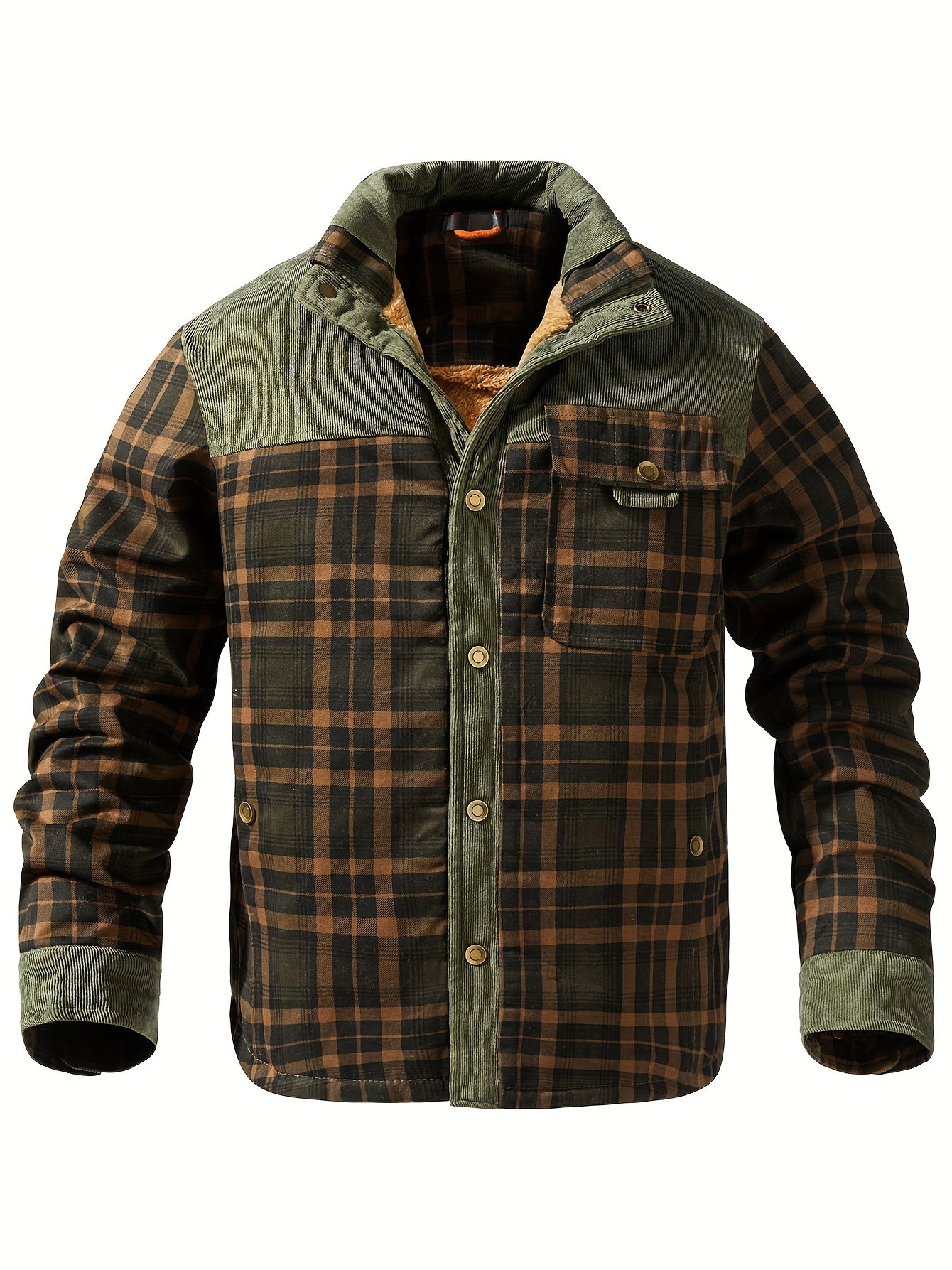 Męska ocieplana bluza koszulowa w kratę