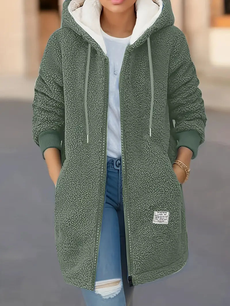 Damska kurtka z miękkiego polaru z kapturem