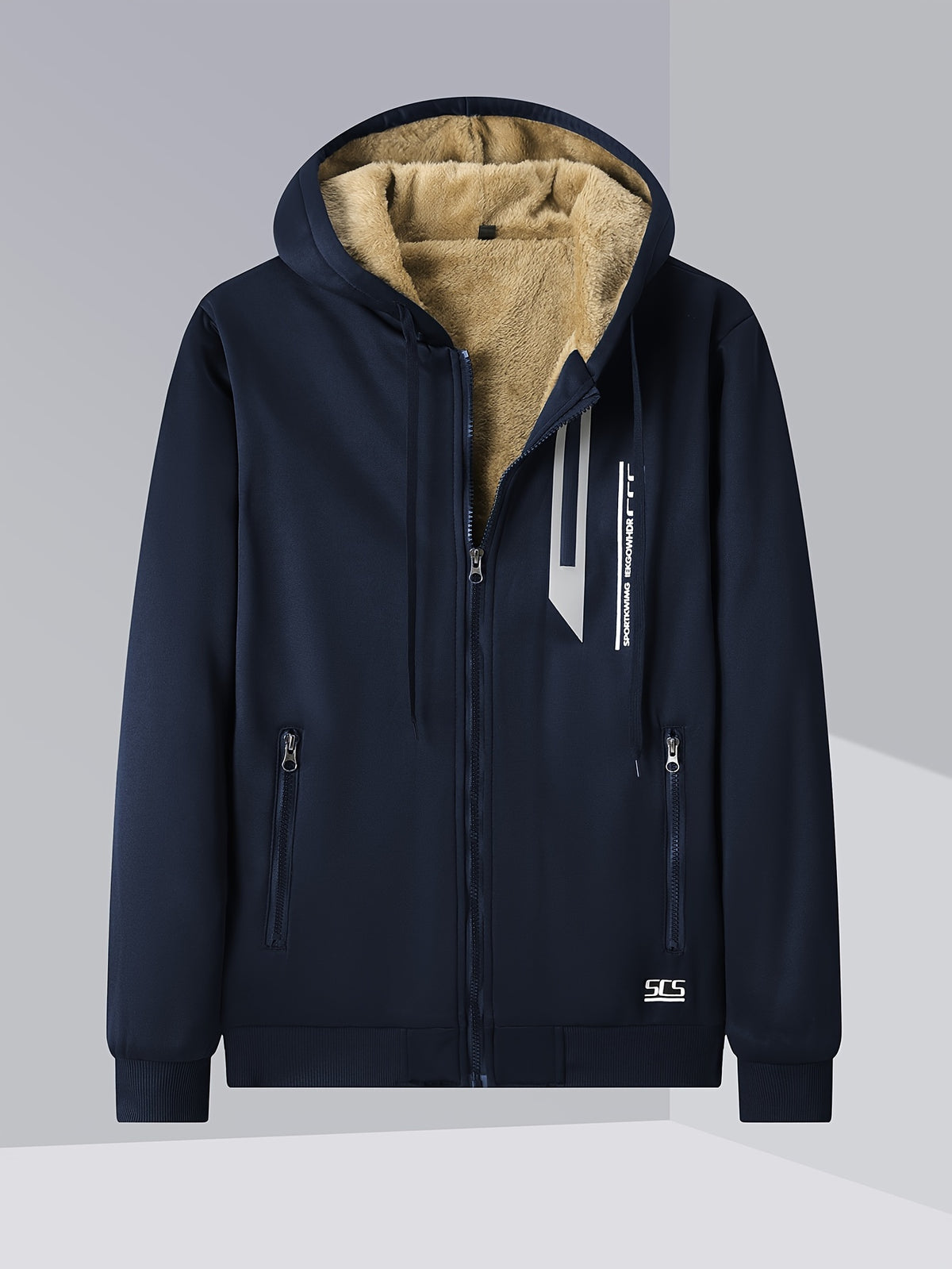 Męska ocieplana bluza z kapturem i zamkiem