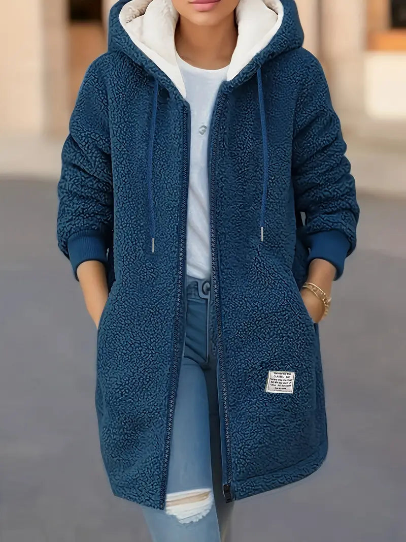 Damska kurtka z miękkiego polaru z kapturem