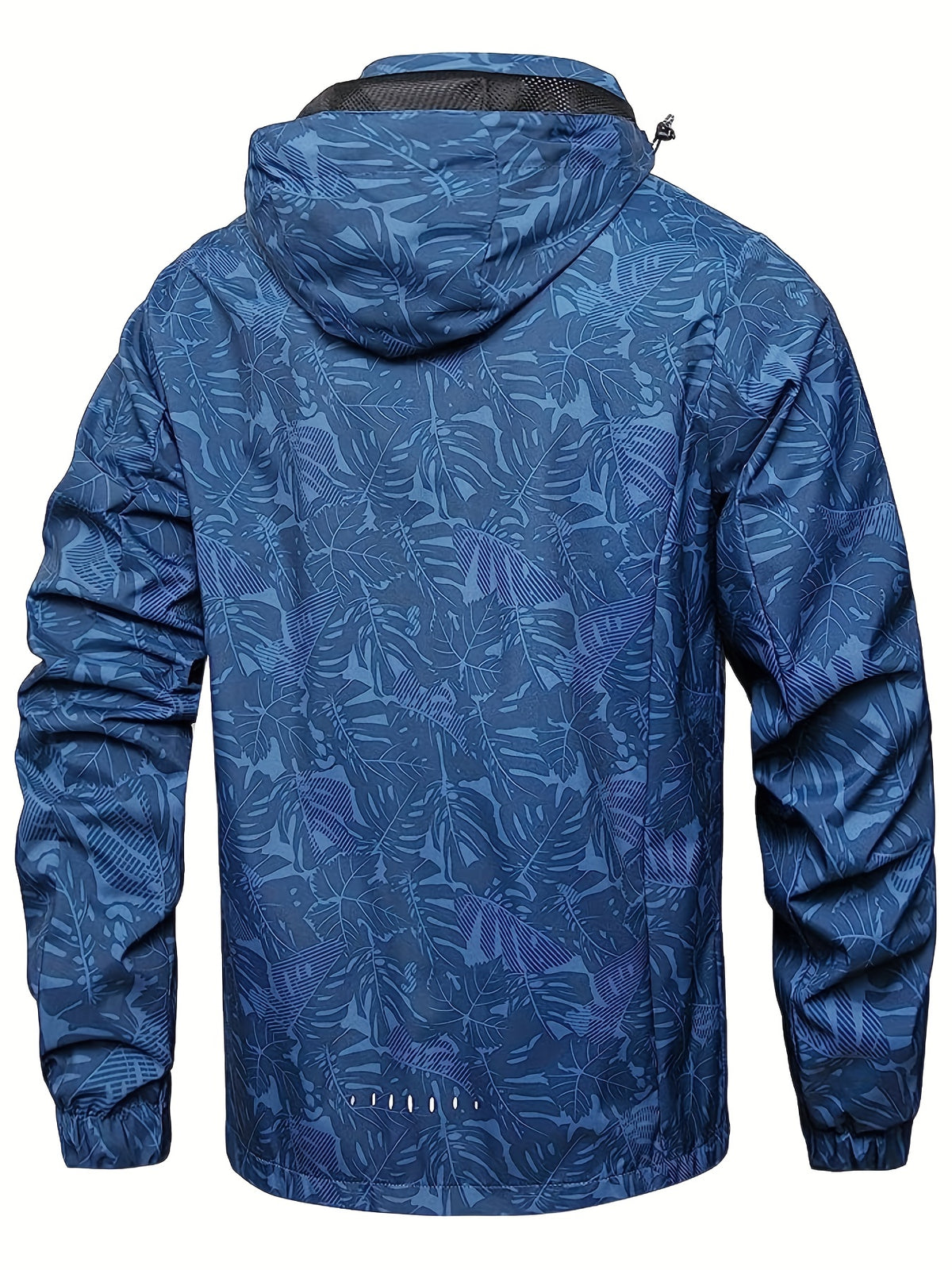 Męska kurtka przejściowa wodoodporna z kapturem i wzorem liści