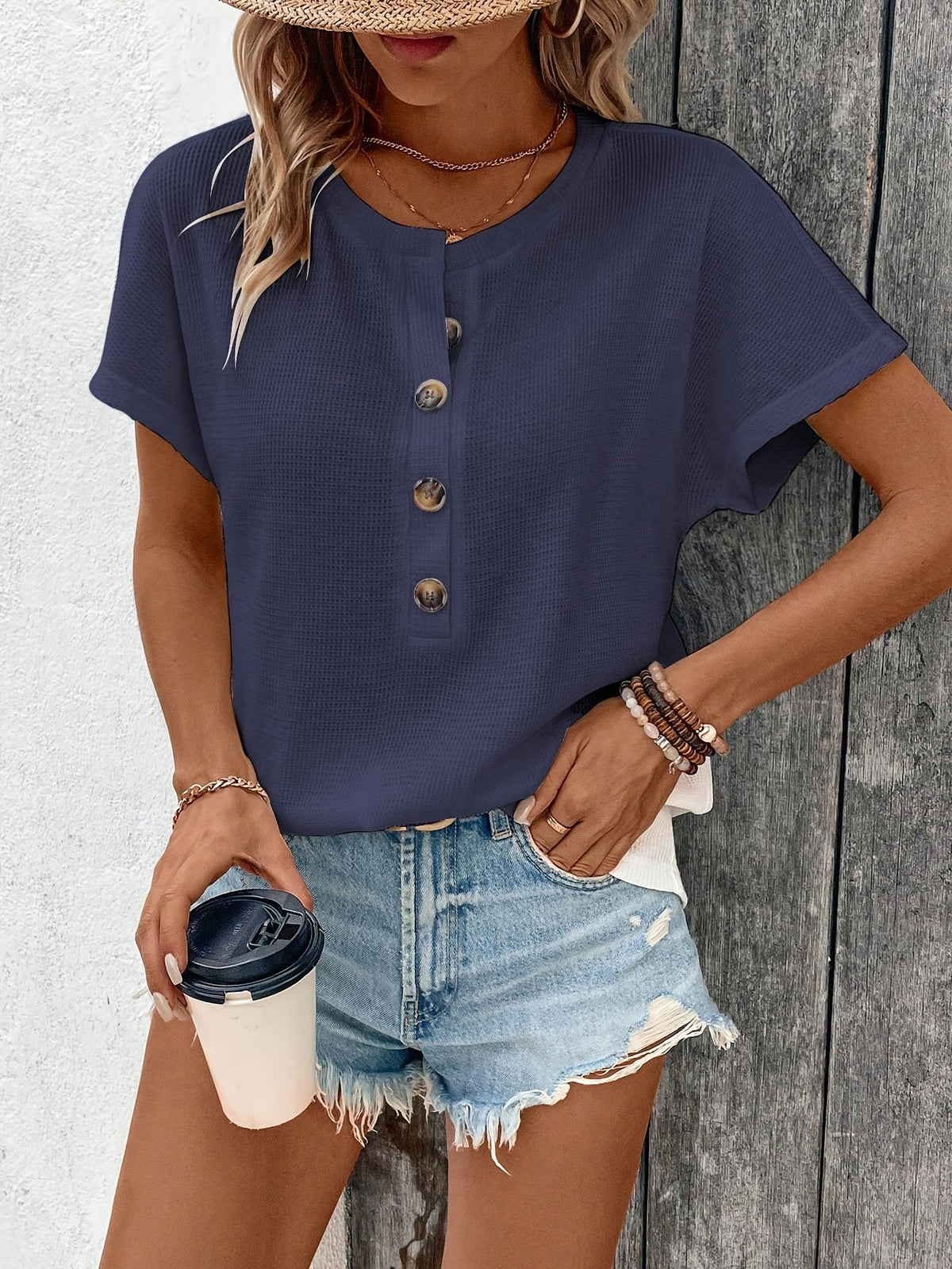 Damska Koszulka Dzianinowa z Guzikami