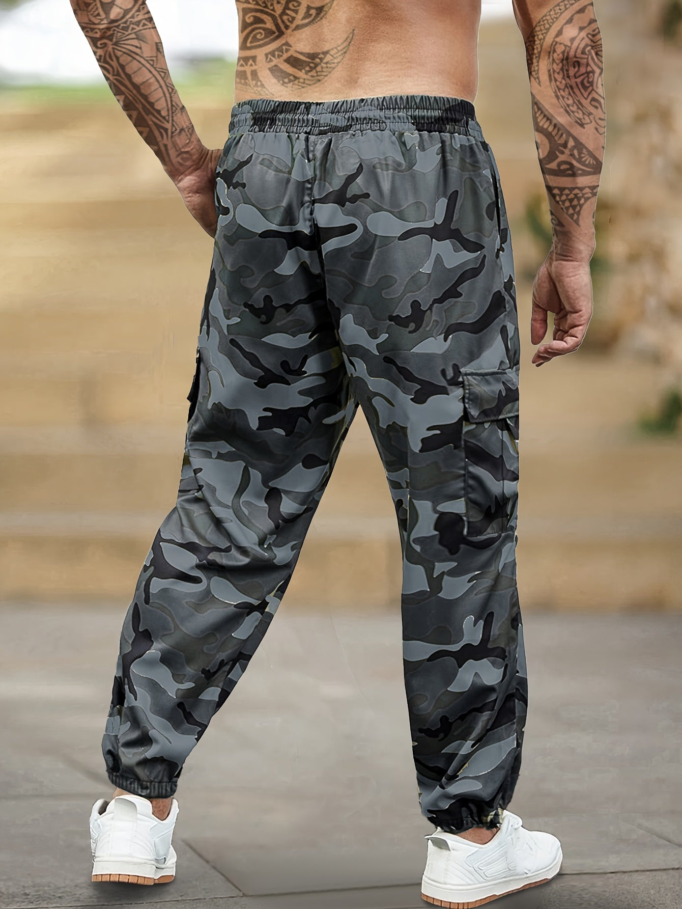 Męskie spodnie bojówki w stylu militarnym