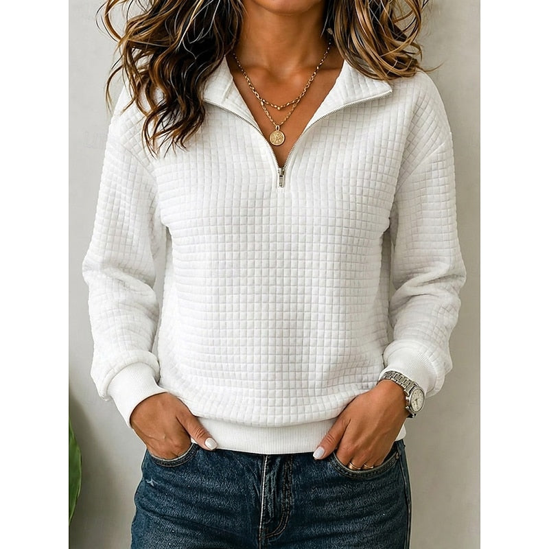 Annette | Teksturowany sweter z zamkiem pod szyją 1