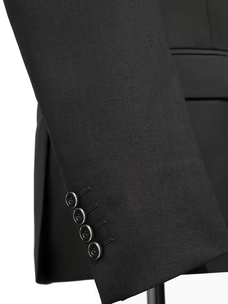 Męski Garnitur 3-Częściowy Slim Fit – Marynarka, Kamizelka i Spodnie