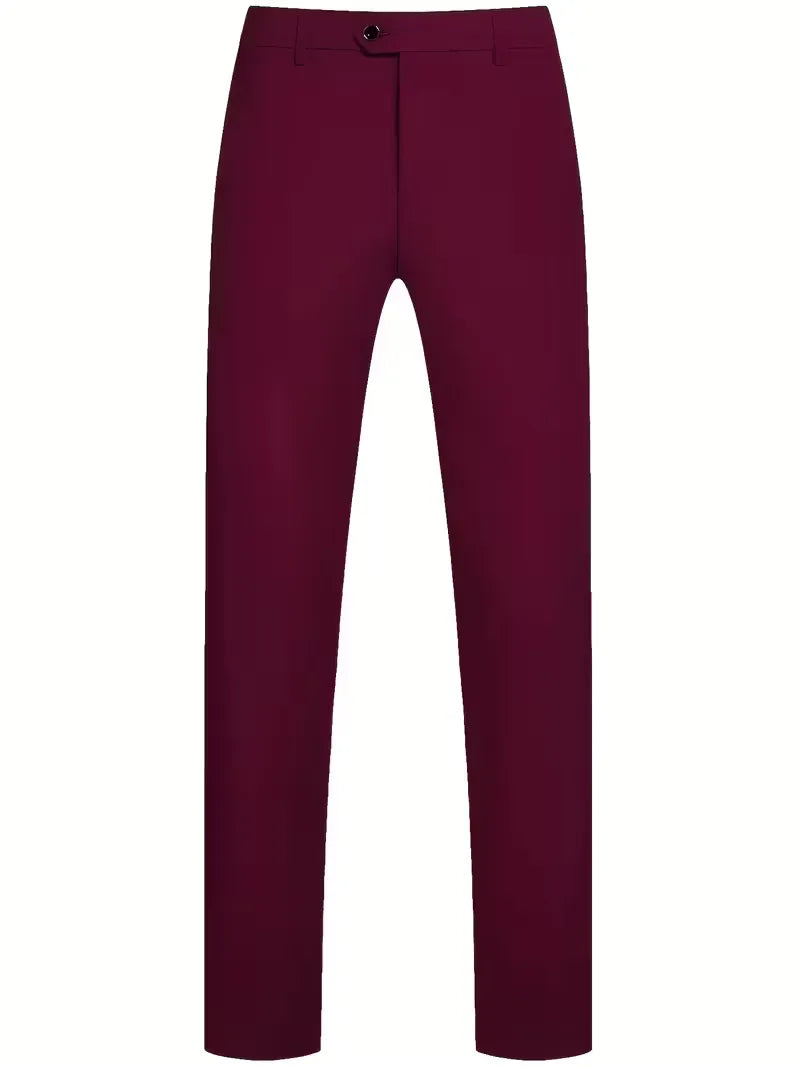 Męski Garnitur 3-Częściowy Slim Fit – Marynarka, Kamizelka i Spodnie
