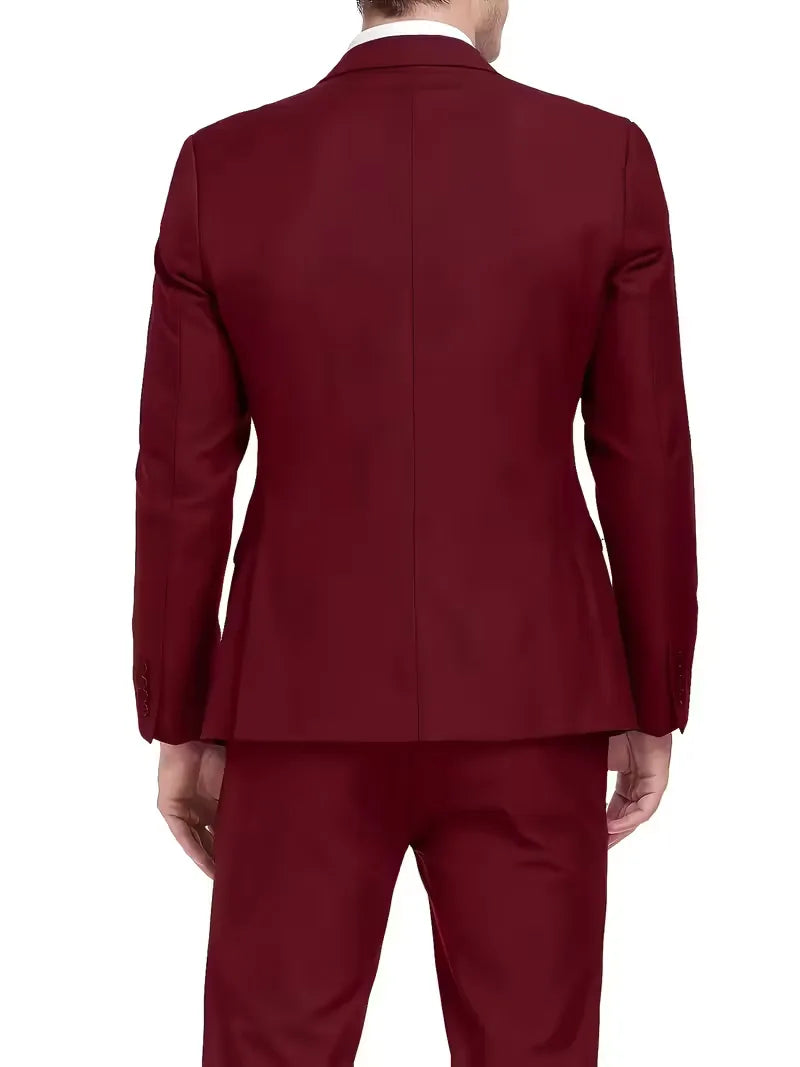 Męski Garnitur 3-Częściowy Slim Fit – Marynarka, Kamizelka i Spodnie