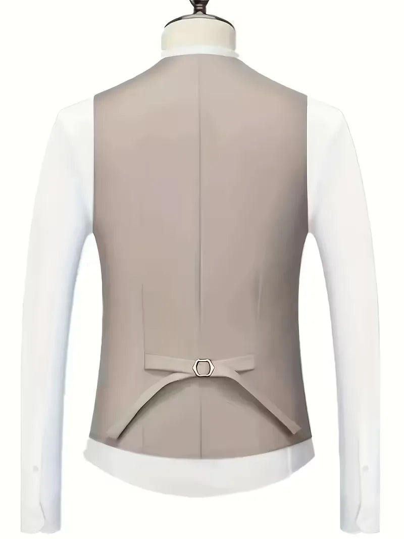 Męski Garnitur 3-Częściowy Slim Fit – Marynarka, Kamizelka i Spodnie