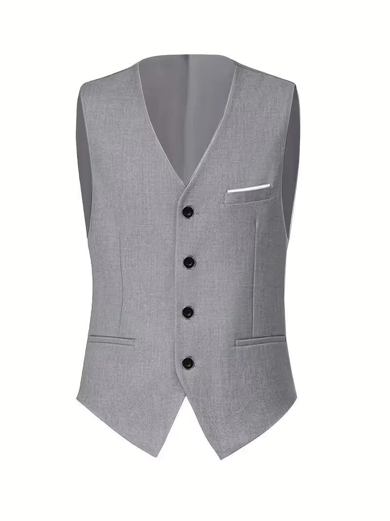 Męski Garnitur 3-Częściowy Slim Fit – Marynarka, Kamizelka i Spodnie