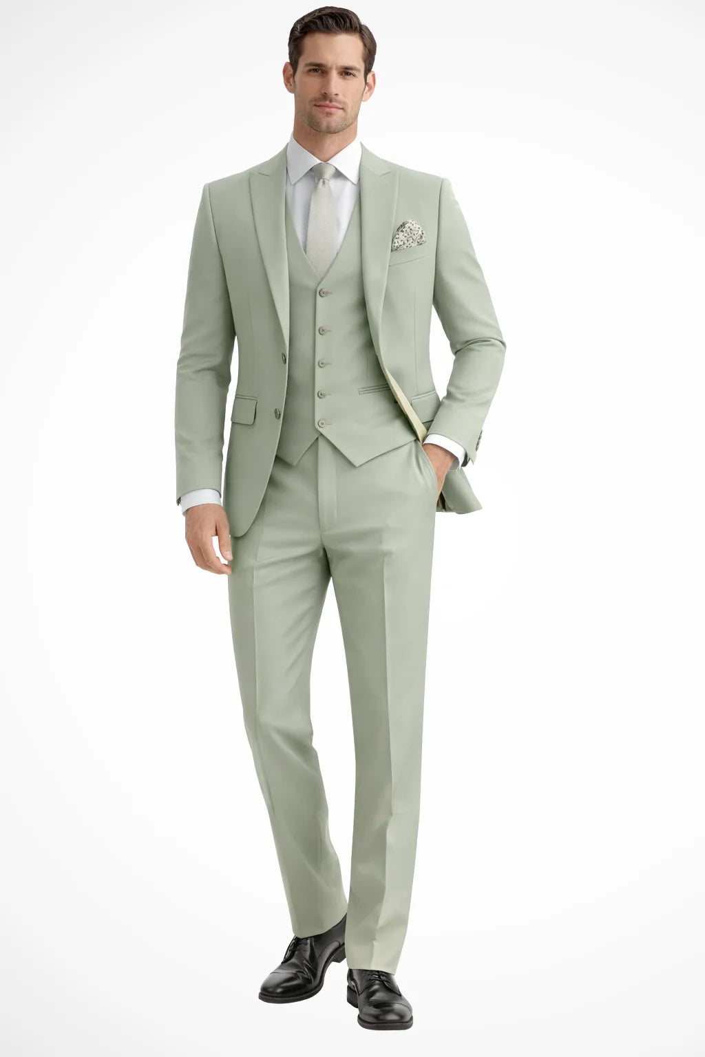 Męski Garnitur 3-Częściowy Slim Fit z Kamizelką i Marynarką