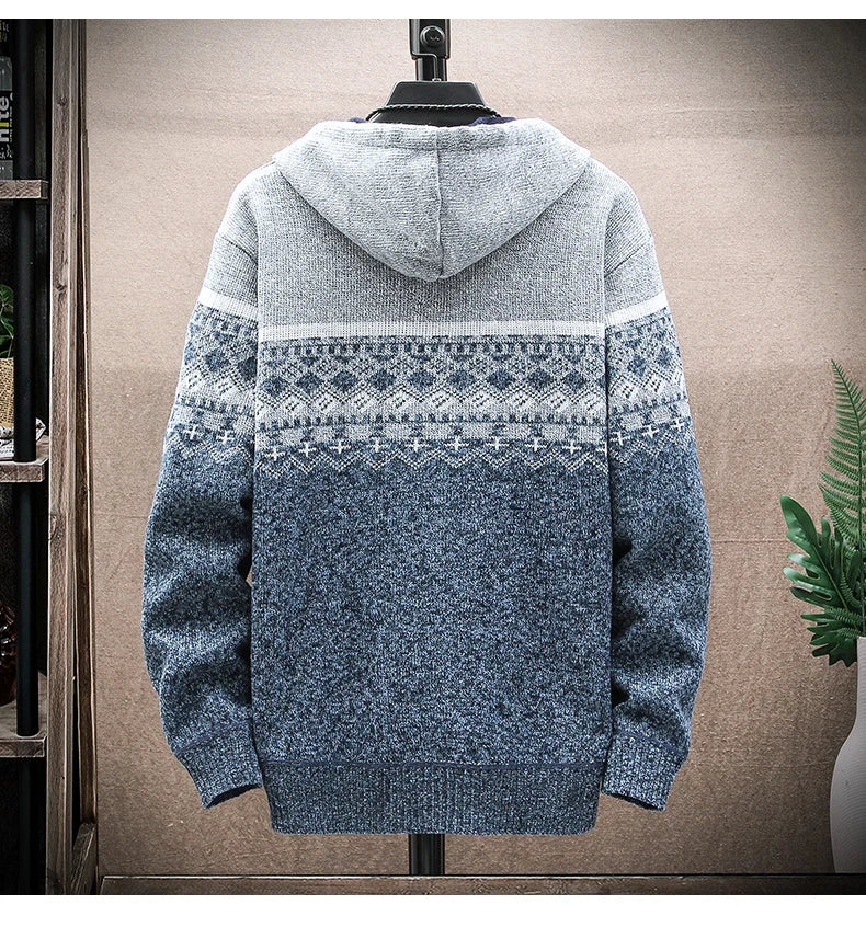 Ciepły Sweter Męski z Wzorem i Zamkiem
