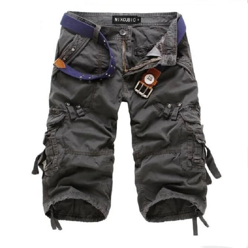 Męskie Szorty Cargo z Wieloma Kieszeniami – Krótkie Spodenki Bawełniane Outdoor i Casual
