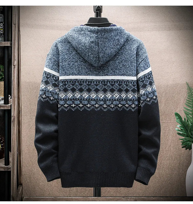 Ciepły Sweter Męski z Wzorem i Zamkiem