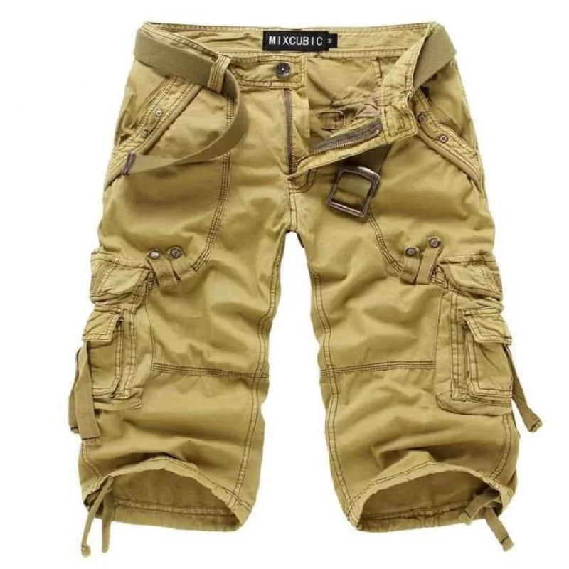 Męskie Szorty Cargo z Wieloma Kieszeniami – Krótkie Spodenki Bawełniane Outdoor i Casual