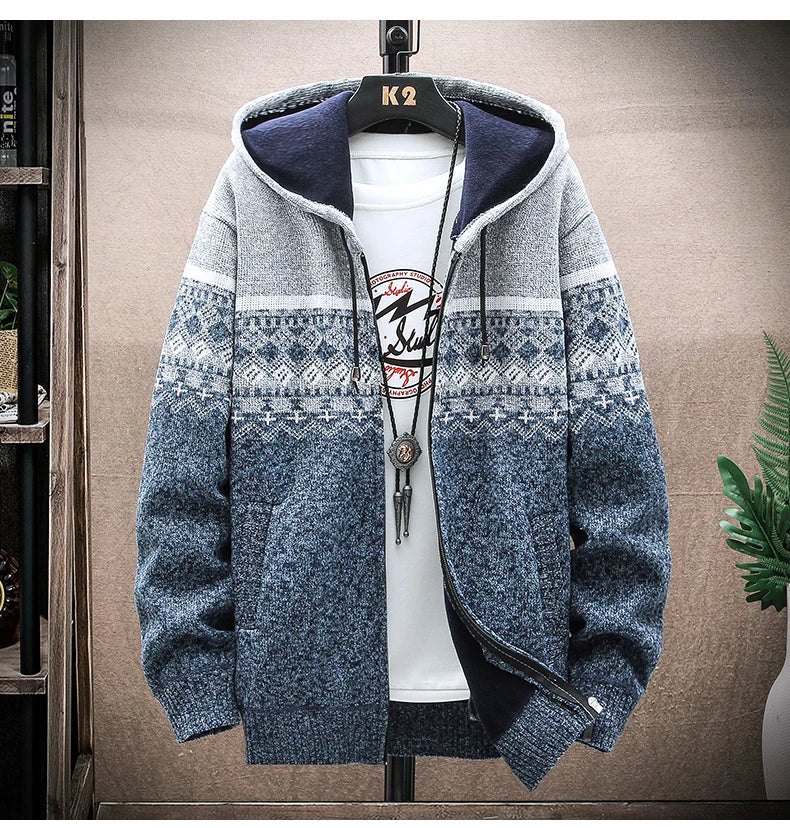 Ciepły Sweter Męski z Wzorem i Zamkiem