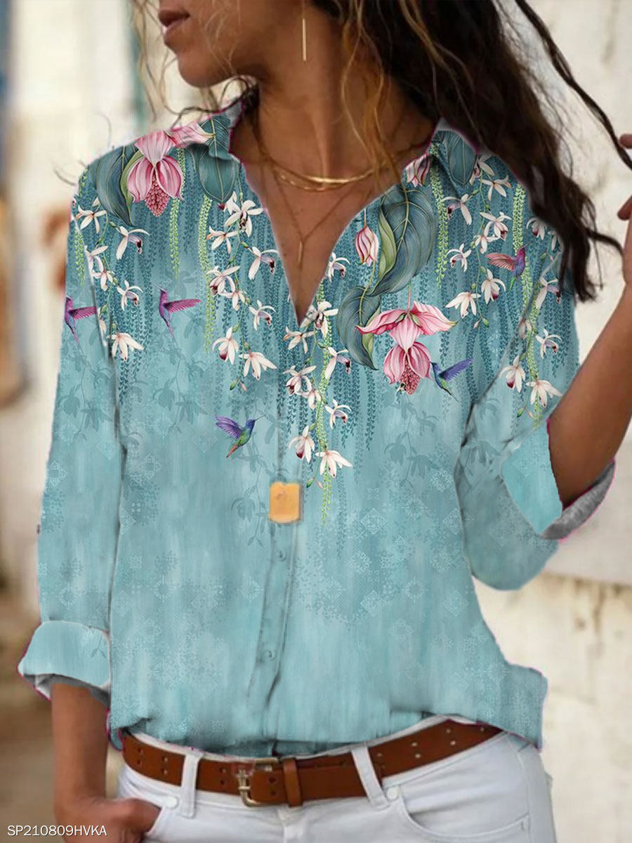Rozpinana Koszula Damska z Kwiatowym Wzorem