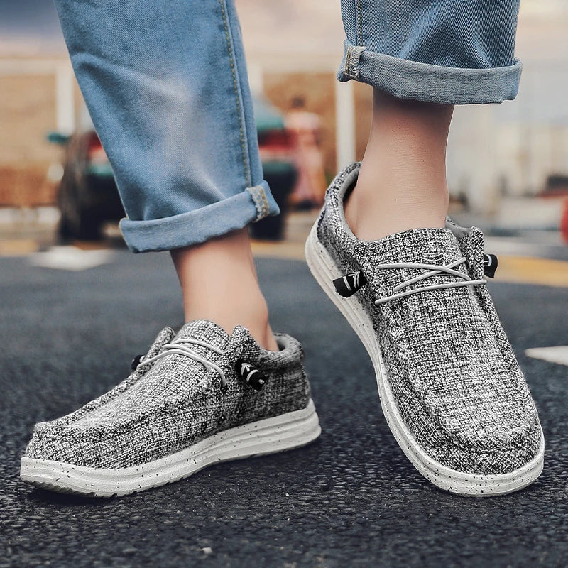 Męskie Półbuty Casual z Tekstylnego Materiału