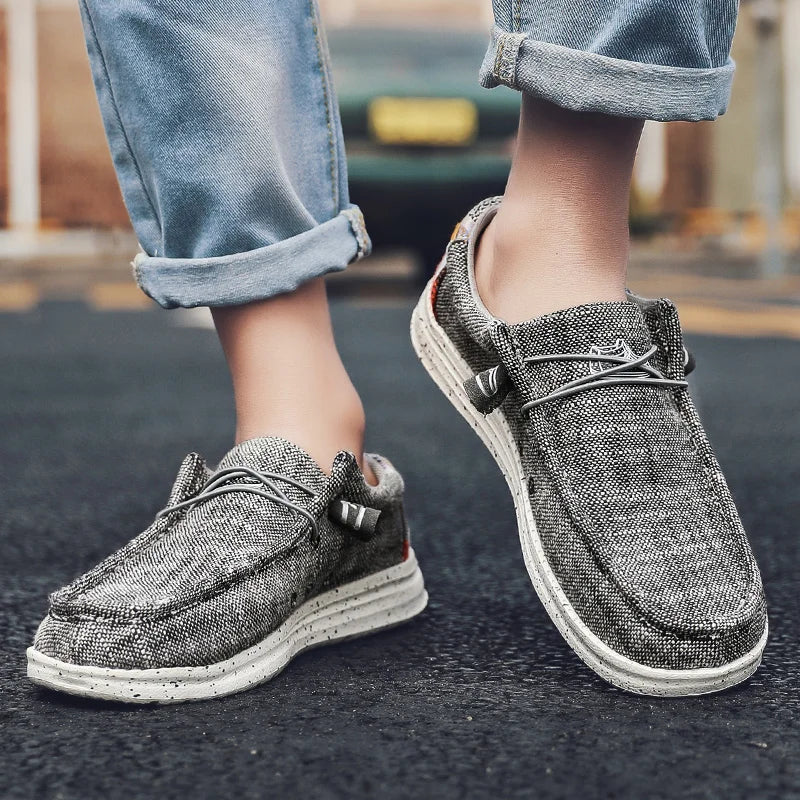 Męskie Półbuty Casual z Tekstylnego Materiału