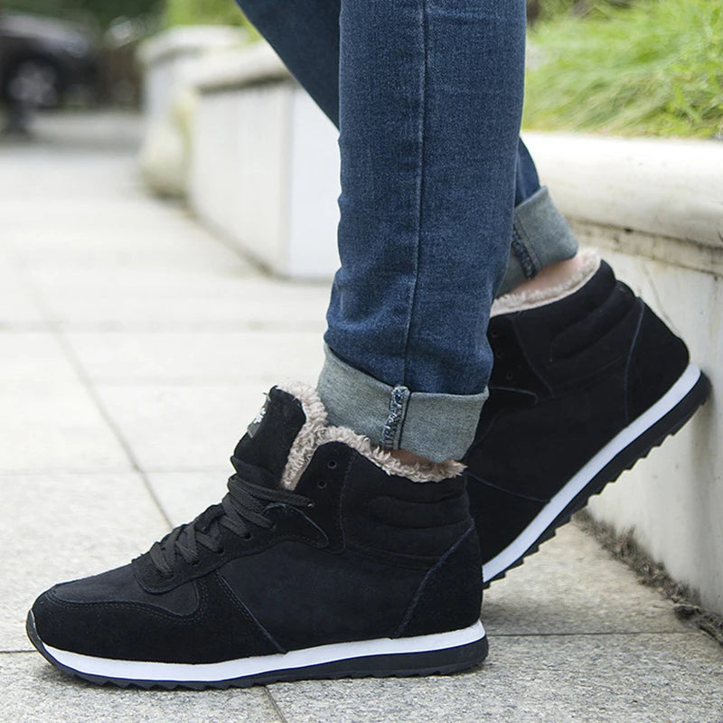 Męskie buty sportowe ocieplane z futerkiem – zimowe sneakersy za kostkę