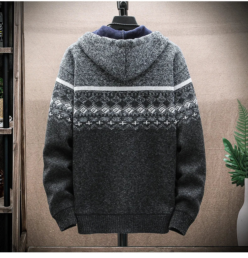 Ciepły Sweter Męski z Wzorem i Zamkiem