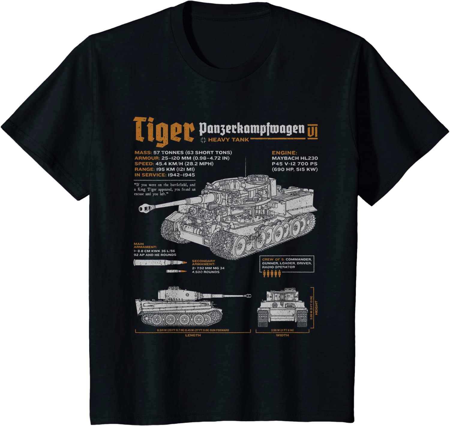 Koszulka z nadrukiem czołgu Tiger Panzerkampfwagen VI
