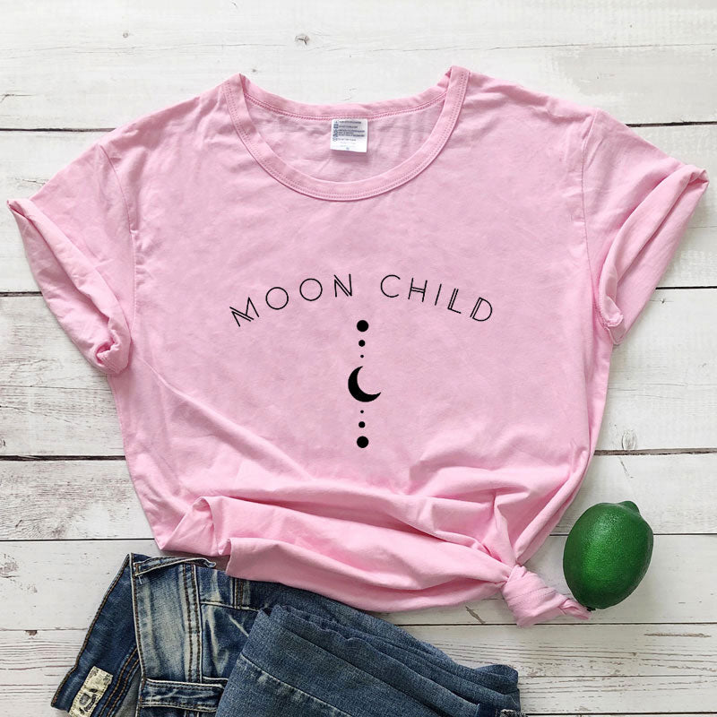 T-shirt damski "Moon Child" z minimalistycznym nadrukiem