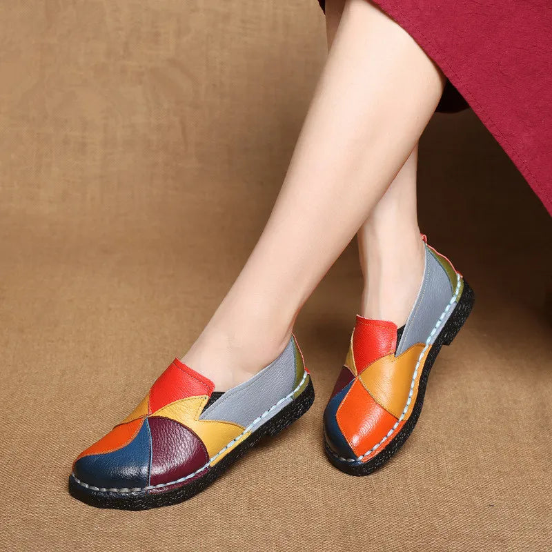 Damskie skórzane buty ortopedyczne slip-on – wygodne półbuty z elastyczną podeszwą