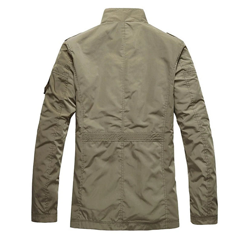 Męska kurtka wojskowa w stylu militarnym – lekka kurtka przejściowa z kieszeniami
