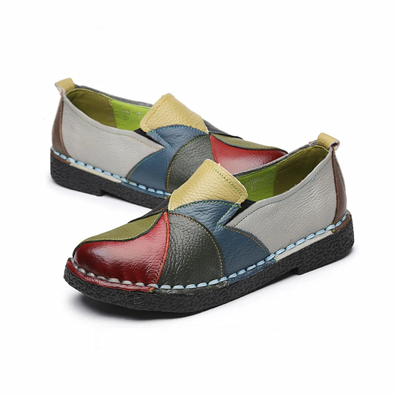 Damskie skórzane buty ortopedyczne slip-on – wygodne półbuty z elastyczną podeszwą