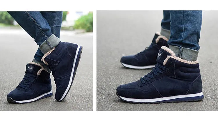 Męskie buty sportowe ocieplane z futerkiem – zimowe sneakersy za kostkę