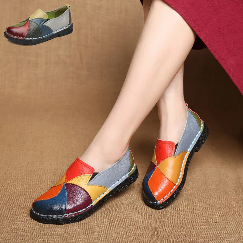 Damskie skórzane buty ortopedyczne slip-on – wygodne półbuty z elastyczną podeszwą