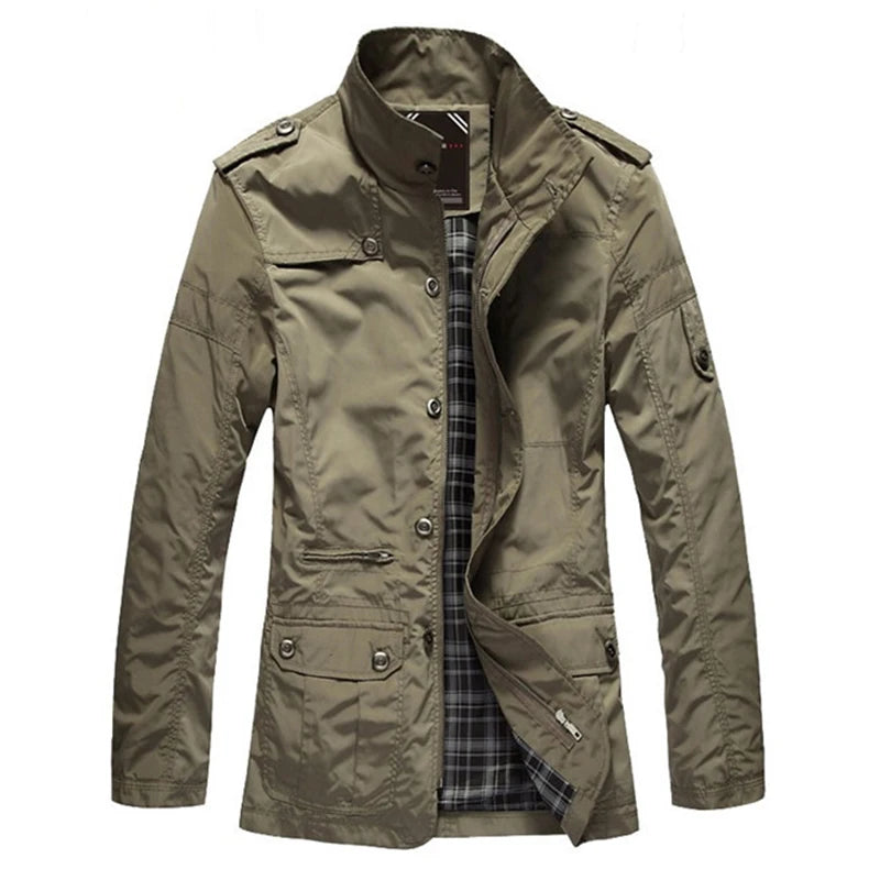 Męska kurtka wojskowa w stylu militarnym – lekka kurtka przejściowa z kieszeniami