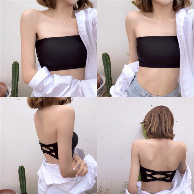Biustonosz bandeau seamless z ozdobnym zapięciem