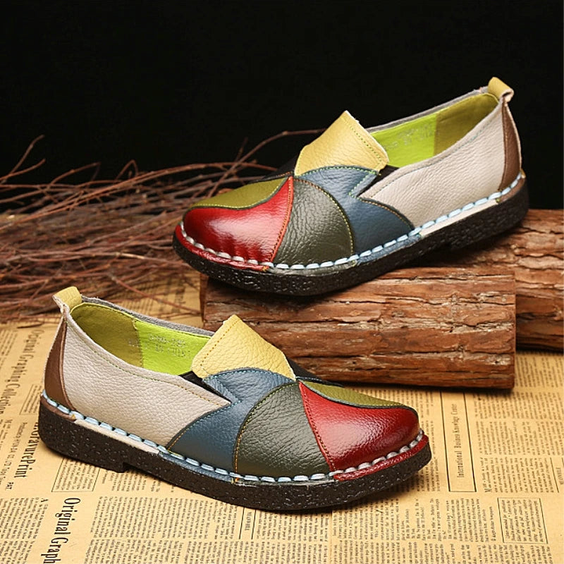 Damskie skórzane buty ortopedyczne slip-on – wygodne półbuty z elastyczną podeszwą