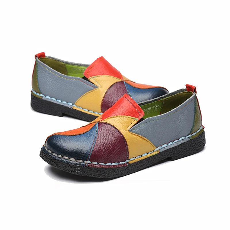 Damskie skórzane buty ortopedyczne slip-on – wygodne półbuty z elastyczną podeszwą