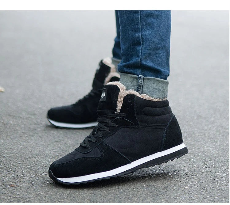 Męskie buty sportowe ocieplane z futerkiem – zimowe sneakersy za kostkę