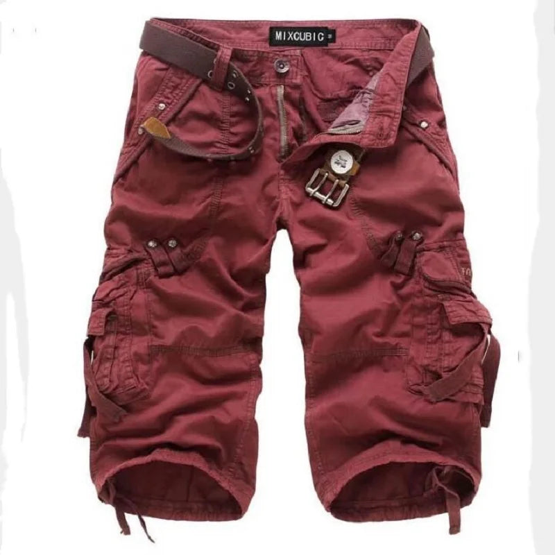 Męskie Szorty Cargo z Wieloma Kieszeniami – Krótkie Spodenki Bawełniane Outdoor i Casual