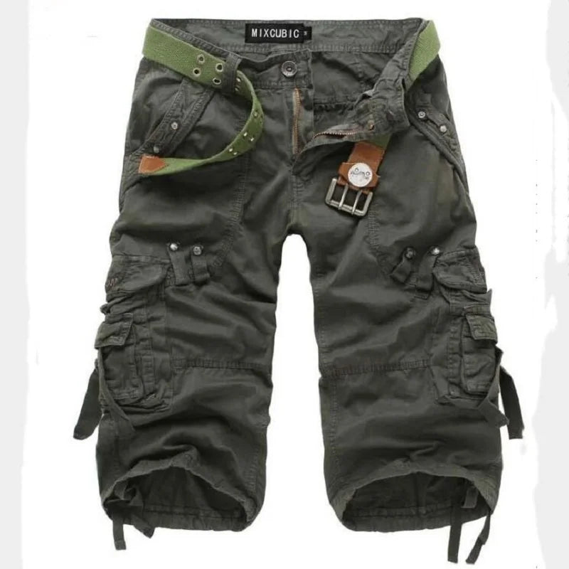 Męskie Szorty Cargo z Wieloma Kieszeniami – Krótkie Spodenki Bawełniane Outdoor i Casual