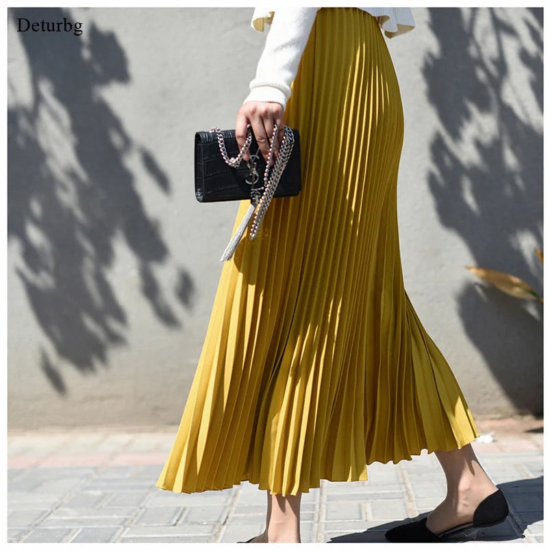 Plisowana spódnica maxi w stylu casual